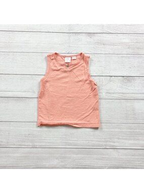 Zara Boys Peach Sleeveless Cotton Tank Top Button Accent 3-4